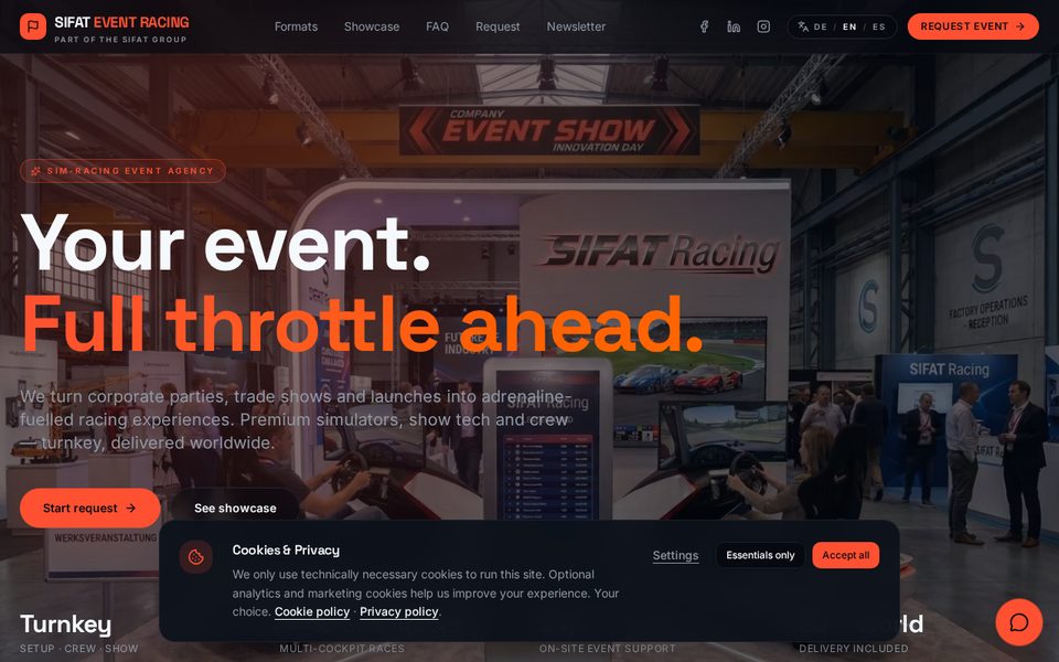 Screenshot der Website SIFAT Event – Event & Buchung